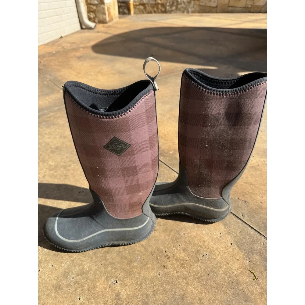 Muck Boot Company Womens Hale Rain Boots Plum Buffalo Plaid Waterproof Size 6